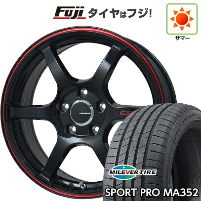 【新品】シエンタ 2022- 夏タイヤ ホイール4本セット 205/45R17 ミレバー スポーツプロ MA352(限定) レアマイスター CS-V6(グロスブラック/レッドライン) 7J 17インチ(送料無料)｜フジコーポレーション