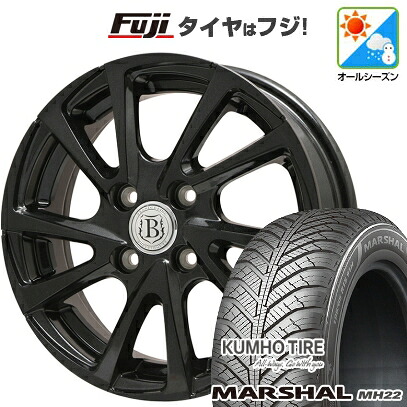【新品】フリード 5穴/114 オールシーズンタイヤ ホイール4本セット 185/65R15 クムホ マーシャル MH22 オールシーズン(限定) ブランドルライン ボレアノ10 パールブラック 15インチ(送料無料)