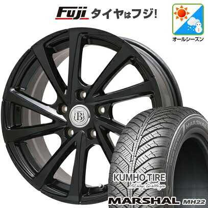 【新品国産車用5穴114.3】 オールシーズンタイヤ ホイール4本セット 225/60R17 103 V XL クムホ マーシャル MH22 オールシーズン(限定) ブランドルライン ボレアノ10 パールブラック 7J 17インチ(送料無料)