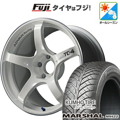 【新品国産車用5穴114.3】 オールシーズンタイヤ ホイール4本セット 225/45R18 95 W XL クムホ マーシャル MH22 オールシーズン(限定) ヨコハマ アドバンレーシング TC-4 8J 18インチ(送料無料)