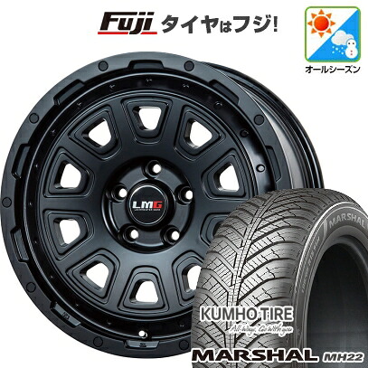 【新品国産車用5穴114.3】 オールシーズンタイヤ ホイール4本セット 215/65R16 102 V XL クムホ マーシャル MH22 オールシーズン(限定) レアマイスター LMG DS-10 マットブラック 7J 16インチ(送料無料)|フジコーポレーション