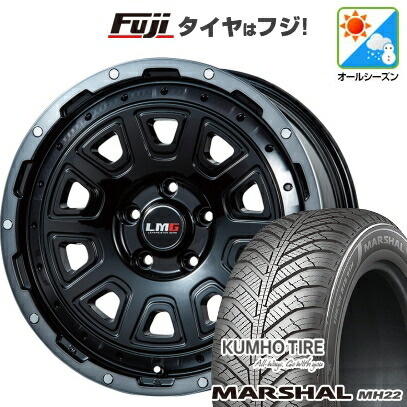 【新品国産車用5穴114.3】 オールシーズンタイヤ ホイール4本セット 215/65R16 102 V XL クムホ マーシャル MH22 オールシーズン(限定) レアマイスター LMG DS-10 ブラック/ブラッククリアリム 7J 16インチ(送料無料)