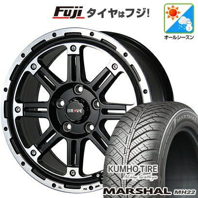 【新品国産車用5穴114.3】 オールシーズンタイヤ ホイール4本セット 215/65R16 102 V XL クムホ マーシャル MH22 オールシーズン(限定) ブレスト バーンズテック ブレイブストリーム 7J 16インチ(送料無料)