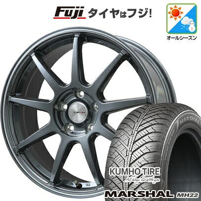 【新品国産車用5穴114.3】 オールシーズンタイヤ ホイール4本セット 215/60R17 クムホ マーシャル MH22 オールシーズン(限定) レアマイスター LMスポーツ LM-QR ガンメタ/ラインポリッシュ 7.5J 17インチ(送料無料)