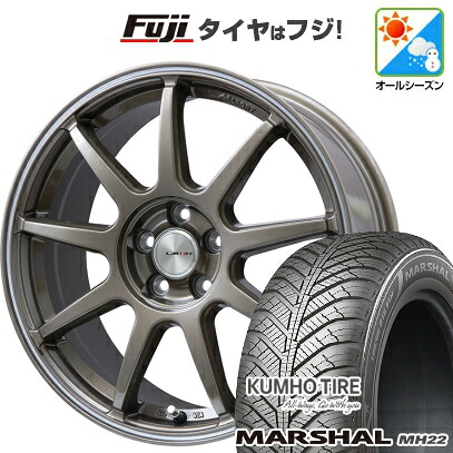 【新品国産車用5穴114.3】 オールシーズンタイヤ ホイール4本セット 215/60R17 クムホ マーシャル MH22 オールシーズン(限定) レアマイスター LMスポーツ LM-QR ブロンズ/ラインポリッシュ 7.5J 17インチ(送料無料)