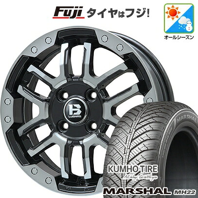 【新品国産車用5穴114.3】 オールシーズンタイヤ ホイール4本セット 205/60R16 クムホ マーシャル MH22 オールシーズン(限定) ビッグウエイ B-LUGNAS FRD(ブラックポリッシュ/ブラッククリア) 6.5J 16インチ(送料無料)