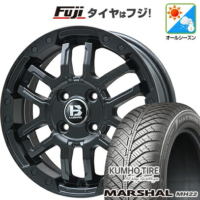 【新品国産車用5穴114.3】 オールシーズンタイヤ ホイール4本セット 205/60R16 クムホ マーシャル MH22 オールシーズン(限定) ビッグウエイ B-LUGNAS FRD(マットブラック) 6.5J 16インチ(送料無料)