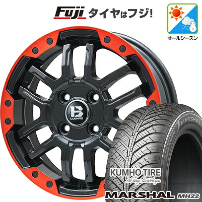 【新品】シエンタ 2022- オールシーズンタイヤ ホイール4本セット 205/45R17 88 W XL クムホ マーシャル MH22 オールシーズン(限定) ビッグウエイ B-LUGNAS FRD(マットブラック/レッドリム) 6.5J 17インチ(送料無料) 58,740円