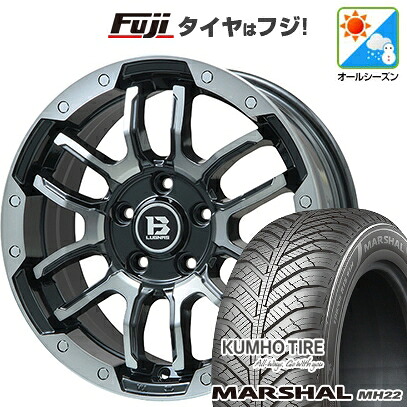 【新品】フリード クロスター オールシーズンタイヤ ホイール4本セット 205/45R17 88 W XL クムホ マーシャル MH22 オールシーズン(限定) ビッグウエイ B-LUGNAS FRD(ブラックポリッシュ/ブラッククリア) 7J 17インチ(送料無料)