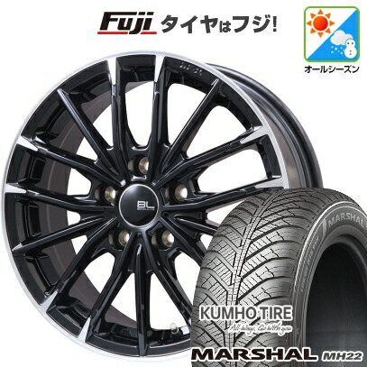 【新品国産車用5穴114.3】 オールシーズンタイヤ ホイール4本セット 225/60R17 103 V XL クムホ マーシャル MH22 オールシーズン(限定) ブランドルライン DF-10M グロスブラック/カットスポーク 7J 17インチ(送料無料)|フジコーポレーション