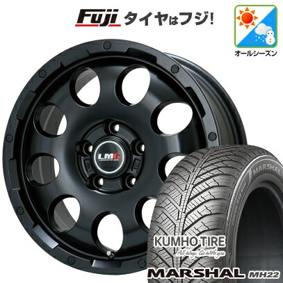 【新品国産車用5穴114.3】 オールシーズンタイヤ ホイール4本セット 225/45R18 95 W XL クムホ マーシャル MH22 オールシーズン(限定) レアマイスター LMG CS-9 マットブラック 7.5J 18インチ(送料無料)