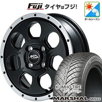 【新品国産車用5穴114.3】 オールシーズンタイヤ ホイール4本セット 215/65R16 102 V XL クムホ マーシャル MH22 オールシーズン(限定) MID WHEELS WO-7 7J 16インチ(送料無料)