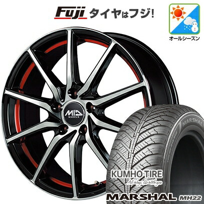 【新品国産車用5穴114.3】 オールシーズンタイヤ ホイール4本セット 205/50R17 93 W XL クムホ マーシャル MH22 オールシーズン(限定) MID WHEELS RX810 7J 17インチ(送料無料)