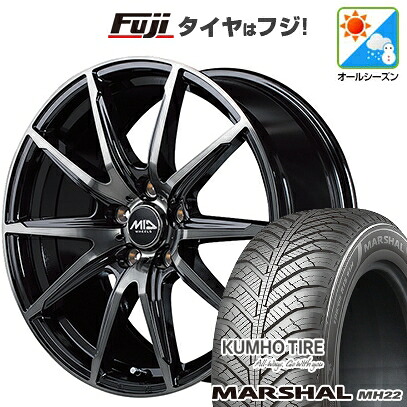 【新品国産車用5穴114.3】 オールシーズンタイヤ ホイール4本セット 225/60R17 103 V XL クムホ マーシャル MH22 オールシーズン(限定) MID WHEELS DR-02 7J 17インチ(送料無料)|フジコーポレーション