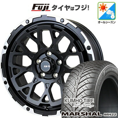 【新品国産車用5穴114.3】 オールシーズンタイヤ ホイール4本セット 225/60R17 103 V XL クムホ マーシャル MH22 オールシーズン(限定) フォーバイフォーエンジニア エアージー ロックス 7J 17インチ(送料無料)