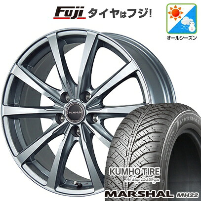 【新品国産車用5穴114.3】 オールシーズンタイヤ ホイール4本セット 225/45R18 95 W XL クムホ マーシャル MH22 オールシーズン(限定) ブリヂストン バルミナ LS10 7J 18インチ(送料無料)