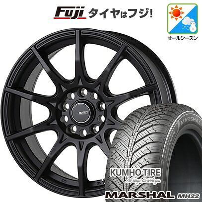 【新品国産車用5穴114.3】 オールシーズンタイヤ ホイール4本セット 215/60R17 クムホ マーシャル MH22 オールシーズン(限定) ゴジゲン ブラックマン G I 7J 17インチ(送料無料) 75,130円