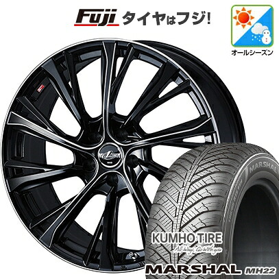 【新品国産車用5穴114.3】 オールシーズンタイヤ ホイール4本セット 215/65R16 102 V XL クムホ マーシャル MH22 オールシーズン(限定) WEDS ウェッズ レオニス JG BK/SCマシニング 6.5J 16インチ(送料無料)|フジコーポレーション