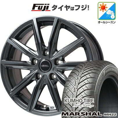 【新品国産車用5穴114.3】 オールシーズンタイヤ ホイール4本セット 195/60R16 クムホ マーシャル MH22 オールシーズン(限定) エルベ エステローザ EST-α ディープグレー 6.5J 16インチ(送料無料)