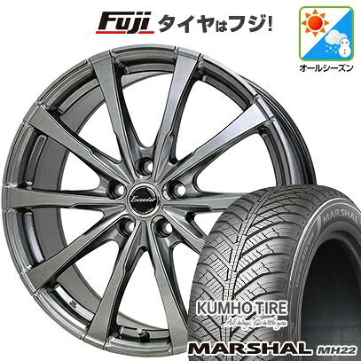 【新品国産車用5穴114.3】 オールシーズンタイヤ ホイール4本セット 195/60R16 クムホ マーシャル MH22 オールシーズン(限定) ホットスタッフ エクシーダー E08 6.5J 16インチ(送料無料)