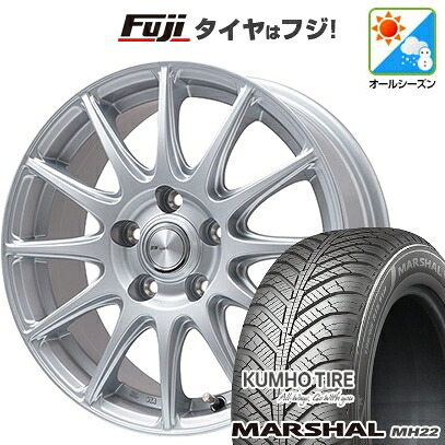 【新品国産車用5穴114.3】 オールシーズンタイヤ ホイール4本セット 215/65R16 クムホ マーシャル MH22 オールシーズン(限定) ビッグウエイ BWスポーツ S-120 メタルシルバー 6.5J 16インチ(送料無料)|フジコーポレーション