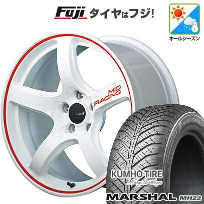 【新品国産車用5穴114.3】 オールシーズンタイヤ ホイール4本セット 205/55R17 クムホ マーシャル MH22 オールシーズン(限定) MID WHEELS MID RACING R50 7J 17インチ(送料無料)