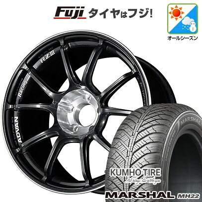 【新品国産車用5穴114.3】 オールシーズンタイヤ ホイール4本セット 225/45R18 95 W XL クムホ マーシャル MH22 オールシーズン(限定) ヨコハマ アドバンレーシング RZIII 7.5J 18インチ(送料無料)