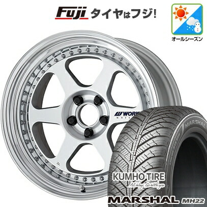 【新品国産車用5穴114.3】 オールシーズンタイヤ ホイール4本セット 235/55R18 クムホ マーシャル MH22 オールシーズン(限定) WORK ワーク マイスター L1 3P 8J 18インチ(送料無料)