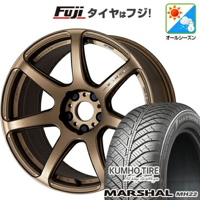【新品国産車用5穴114.3】 オールシーズンタイヤ ホイール4本セット 235/55R18 クムホ マーシャル MH22 オールシーズン(限定) WORK ワーク エモーション T7R 7.5J 18インチ(送料無料)
