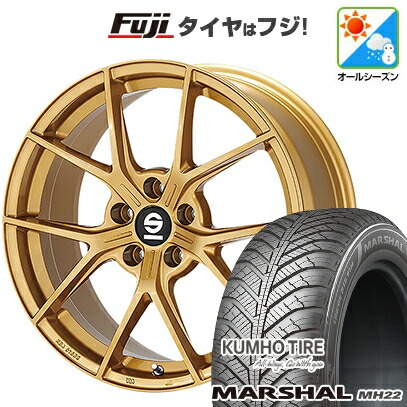 【新品国産車用5穴114.3】 オールシーズンタイヤ ホイール4本セット 235/55R18 クムホ マーシャル MH22 オールシーズン(限定) OZ SPARCO ポディオ 8J 18インチ(送料無料)