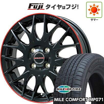 【新品】シエンタ 2015-22 夏タイヤ ホイール4本セット 185/60R15 ミレバー ミレコンフォート MP071(限定) ビッグウエイ レイシーン プラバ9MJrII グロスブラック/レッドリム 6J 15インチ(送料無料)