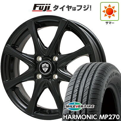 【新品国産車用5穴114.3】 夏タイヤ ホイール4本セット 195/65R15 ミレバー ハーモニック MP270(限定) エルベ エステローザ FSV グロスブラック 6J 15インチ(送料無料)｜フジコーポレーション