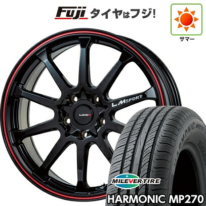 【新品】セレナ 夏タイヤ ホイール4本セット 195/65R15 ミレバー ハーモニック MP270(限定) レアマイスター LMスポーツ LM-10R(ブラック/レッドライン) 6J 15インチ(送料無料)