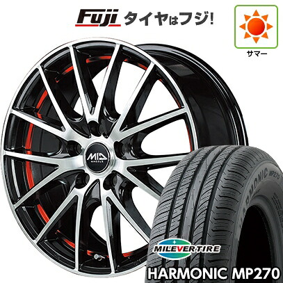 【新品国産車用5穴114.3】 夏タイヤ ホイール4本セット 195/65R15 ミレバー ハーモニック MP270(限定) MID WHEELS RX27 6J 15インチ(送料無料) 53,640円