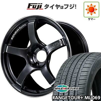 【新品国産車用5穴100】 夏タイヤ ホイール4本セット 225/55R18 ミレバー レンジツアープラスMU069（限定） ヨコハマ アドバンレーシング TC-4 8J 18インチ(送料無料)
