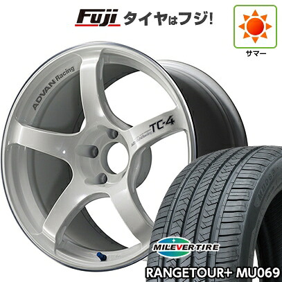 【新品国産車用5穴100】 夏タイヤ ホイール4本セット 225/55R18 ミレバー レンジツアープラスMU069（限定） ヨコハマ アドバンレーシング TC-4 8J 18インチ(送料無料)