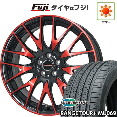 【新品国産車用5穴114.3】 夏タイヤ ホイール4本セット 235/55R20 ミレバー レンジツアープラスMU069（限定） ビッグウエイ レイシーン プラバ9M(レッドクリア) 8.5J 20インチ(送料無料)