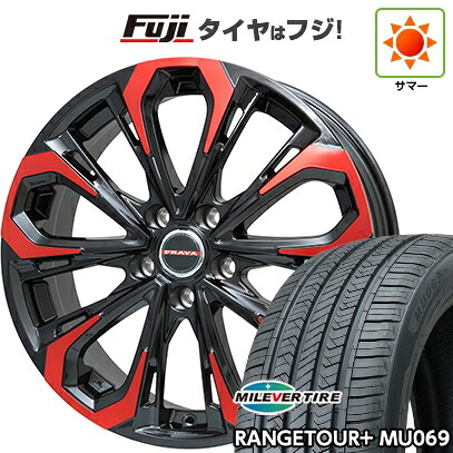 【新品国産車用5穴114.3】 夏タイヤ ホイール4本セット 235/55R20 ミレバー レンジツアープラスMU069（限定） ビッグウエイ レイシーン プラバ5X(レッドクリア) 8.5J 20インチ(送料無料)