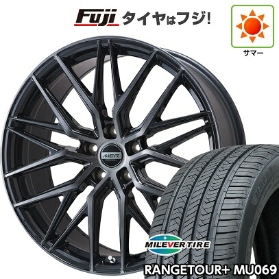 【新品国産車用5穴114.3】 夏タイヤ ホイール4本セット 225/55R18 ミレバー レンジツアープラスMU069（限定） プレミックス MER XMESH ブラッククリア 7J 18インチ(送料無料)