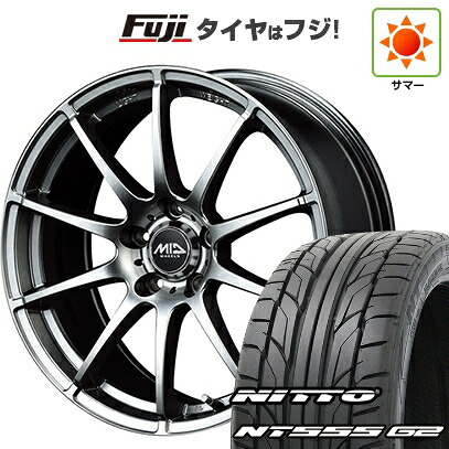 【パンク保証付き】【新品国産車用5穴114.3】 夏タイヤ ホイール4本セット 215/45R18 ニットー NT555 G2 MID WHEELS スタッグ メタリックグレー 8J 18インチ(送料無料)