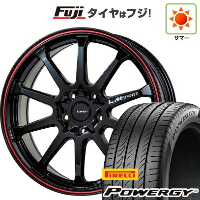 【新品】セレナ 夏タイヤ ホイール4本セット 195/65R15 ピレリ パワジー レアマイスター LMスポーツ LM-10R(ブラック/レッドライン) 6J 15インチ(送料無料)
