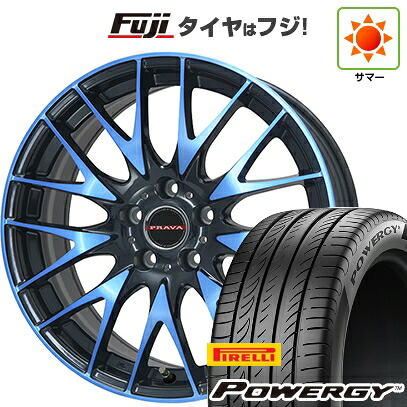 【新品国産車用5穴114.3】 夏タイヤ ホイール4本セット 225/55R19 ピレリ パワジー ビッグウエイ レイシーン プラバ9M(ブルークリア) 8J 19インチ(送料無料)
