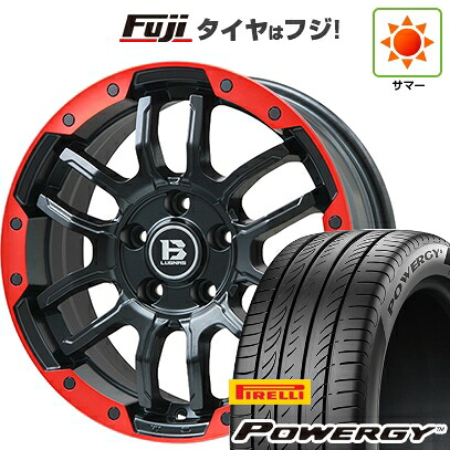 【新品】フリード クロスター 夏タイヤ ホイール4本セット 205/45R17 ピレリ パワジー ビッグウエイ B-LUGNAS FRD(マットブラック/レッドリム) 7J 17インチ(送料無料)