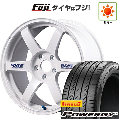 【新品国産車用5穴100】 夏タイヤ ホイール4本セット 225/60R17 ピレリ パワジー RAYS レイズ ボルクレーシング TE37 サーガ S-plus 30thステッカーVer 7.5J 17インチ(送料無料)