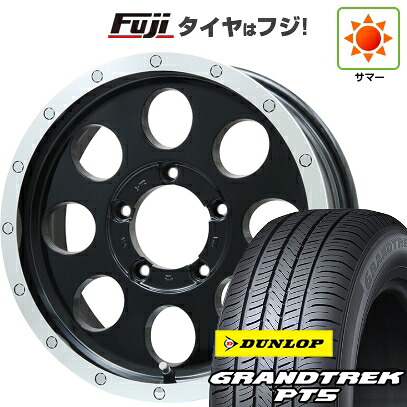 【新品】ジムニーシエラ/ジムニーノマド 夏タイヤ ホイール4本セット 215/70R16 ダンロップ グラントレック PT5 レアマイスター LMG CS-8 グロスブラック/リムポリッシュ 6J 16インチ(送料無料)