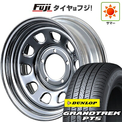 【新品】ジムニーシエラ/ジムニーノマド 夏タイヤ ホイール4本セット 215/70R16 ダンロップ グラントレック PT5 モーターファーム DAYTONA クローム 6J 16インチ(送料無料)