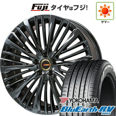 【パンク保証付き】【新品国産車用5穴114.3】 夏タイヤ ホイール4本セット 225/55R19 ヨコハマ ブルーアース RV-03 プレミックス MER-X(平座ナット) 6.5J 19インチ(送料無料)