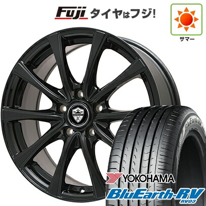 【パンク保証付き】【新品国産車用5穴114.3】 夏タイヤ ホイール4本セット 205/55R17 ヨコハマ ブルーアース RV-03 エルベ エステローザ FSV グロスブラック トヨタ車専用 6.5J 17インチ(送料無料)｜フジコーポレーション 64,570円