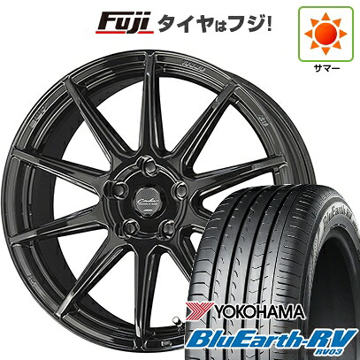 【パンク保証付き】【新品国産車用5穴114.3】 夏タイヤ ホイール4本セット 225/50R18 ヨコハマ ブルーアース RV-03 共豊 サーキュラー C10R 7J 18インチ(送料無料)