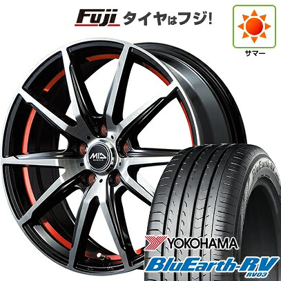 【パンク保証付き】【新品国産車用5穴114.3】 夏タイヤ ホイール4本セット 225/45R18 ヨコハマ ブルーアース RV-03 MID WHEELS RX-02 7J 18インチ(送料無料)